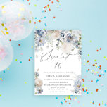 Dusty Blue & Blush Pink Floral Sweet 16 Verjaardag Kaart<br><div class="desc">Deze verjaardagsuitnodiging is een prachtig kunstwerk,  dat elegantie en schoonheid combineert. Het etherische en sierlijke ontwerp is zeker om de ontvangers te boeien en te imponeren,  en de toon te zetten voor een memorabele en heerlijke zoete verjaardagsviering.</div>