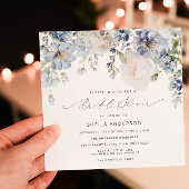 Dusty Blue & Blush Pink Floral Vrijgezellenfeest Kaart