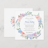 Dusty Blue Blush Pink Floral Vrijgezellenfeest Squ Kaart (Voorkant / Achterkant)