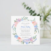 Dusty Blue Blush Pink Floral Vrijgezellenfeest Squ Kaart (Staand voorkant)