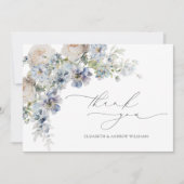 Dusty Blue Blush Pink Floral Wedding Bedankkaart (Voorkant)
