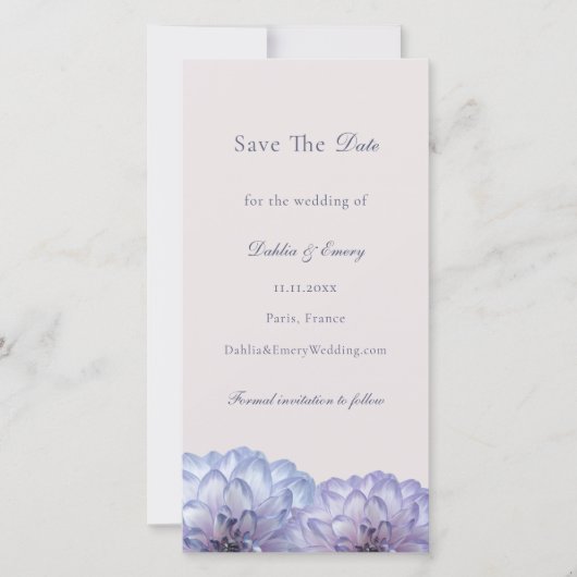 Dusty Blue Blush Pink Floral Wedding Save The Date (Voorkant)