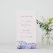 Dusty Blue Blush Pink Floral Wedding Save The Date (Staand voorkant)