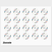 Dusty Blue Blush Pink Geometric Floral Wedding Ronde Sticker (Vel)