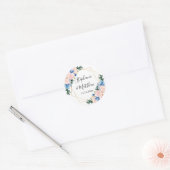 Dusty Blue Blush Pink Geometric Floral Wedding Ronde Sticker (Envelop)