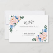 Dusty Blue Blush Pink Geometric Floral Wedding RSVP Kaartje (Achterkant)