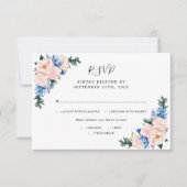 Dusty Blue Blush Pink Geometric Weddenmaaltijden RSVP Kaartje (Voorkant)
