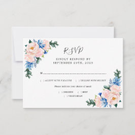 Dusty Blue Blush Pink Geometric Weddenmaaltijden RSVP Kaartje