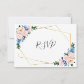 Dusty Blue Blush Pink Geometric Weddenmaaltijden RSVP Kaartje (Achterkant)