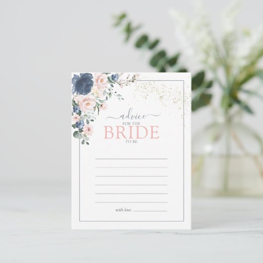 Dusty Blue Blush Pink Gold Advice voor de bruid Briefkaart (Staand voorkant)
