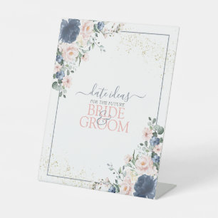 Dusty Blue Blush Pink Gold Date Ideas Pedestal Sig Reclamebord Met Voetstuk