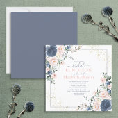 Dusty Blue Blush Pink Gold Floral Bridal Kaart