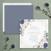 Dusty Blue Blush Pink Gold Floral Bridesmaid Kaart