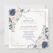 Dusty Blue Blush Pink Gold Floral Bridesmaid Kaart (Voorkant)
