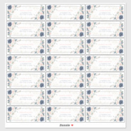 Dusty Blue Blush Pink Gold Floral Guest Address Sticker