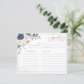 Dusty Blue Blush Pink Gold Floral Recipcard (Staand voorkant)