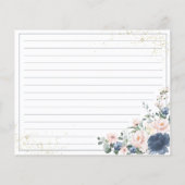 Dusty Blue Blush Pink Gold Floral Recipcard (Achterkant)