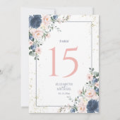Dusty Blue Blush Pink Gold Floral Table Number (Achterkant)