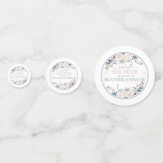 Dusty Blue Blush Pink Gold Floral Vrijgezellenfees Confetti (Voorkanten)