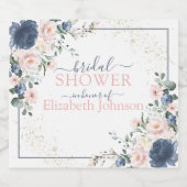 Dusty Blue Blush Pink Gold Floral Vrijgezellenfees Sparkling Wijnetiket (Enkel label)