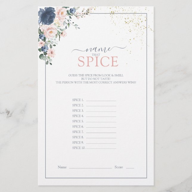 Dusty Blue Blush Pink Gold Name die Spice Game (Voorkant)