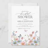 Dusty Blue Blush Pink QR Code Garden Vrijgezellenf Kaart (Voorkant)