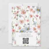 Dusty Blue Blush Pink QR Code Garden Vrijgezellenf Kaart (Achterkant)