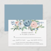 Dusty Blue & Blush Roos Bruiloft Maaltijd Keuze RS RSVP Kaartje (Voorkant / Achterkant)