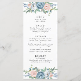 Dusty Blue & Blush Roos Bruiloft Menu