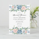 Dusty Blue & Blush Roos Floral Vrijgezellenfeest Kaart (Staand voorkant)