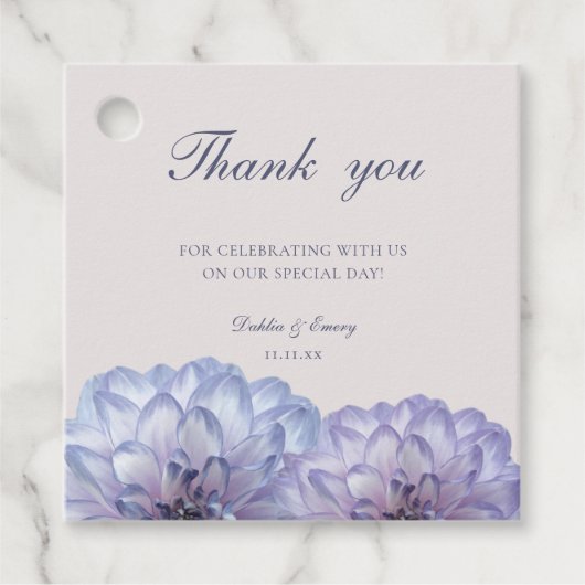 Dusty Blue Blush Roze Bloemen Bruiloft Dank u Bedankjes Labels (Voorkant)