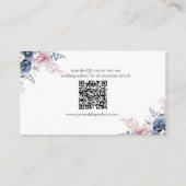 Dusty Blue Blush Roze Bloemen Bruiloft Detail Informatiekaartje (Achterkant)