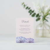 Dusty Blue Blush Roze Bloemen Bruiloft Detail Kaar Informatiekaartje (Staand voorkant)