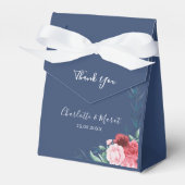 Dusty Blue Blush Roze Bloemen Bruiloft Favor Box Bedankdoosjes (Voorkant Zijde)