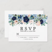 Dusty Blue Blush Roze Bloemen Bruiloft RSVP (Voorkant / Achterkant)