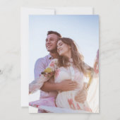 Dusty Blue & Blush Roze Bloemen Foto Verloving Kaart (Achterkant)