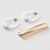 Dusty Blue Blush Roze Bloemen Geometrische Bruilof Handwaaier (Niet-gemonteerd)