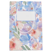Dusty Blue Blush Roze Bloemen Gift Bag Medium Cadeauzakje (Voorkant)