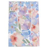Dusty Blue Blush Roze Bloemen Gift Bag Medium Cadeauzakje (Achterkant)