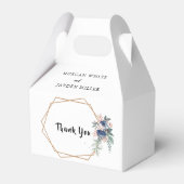 Dusty Blue Blush Roze Bloemen Goud Lijst Bruiloft Bedankdoosjes (Achterkant)