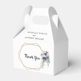 Dusty Blue Blush Roze Bloemen Goud Lijst Bruiloft Bedankdoosjes