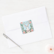 Dusty Blue Blush Roze Bloemen Konijntje Pasen