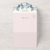 Dusty Blue Blush Roze Bloemen Vrijgezellenfeest All In One Uitnodiging (Buitenkant)