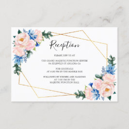 Dusty Blue Blush Roze Geometrische Bloemen Recepti Informatiekaartje