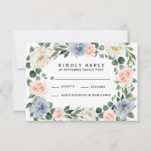 Dusty Blue Blush Roze Peach Bruiloft RSVP Kaarten (Voorkant)