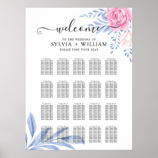 Dusty Blue Blush roze roze roodbruiningspremie Poster