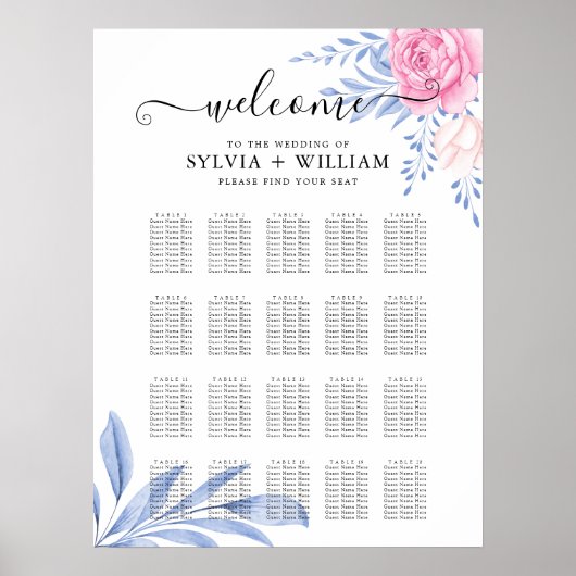 Dusty Blue Blush roze roze roodbruiningspremie Poster (Voorkant)