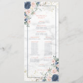 Dusty Blue Blush Roze Waterverf Trouwprogramma Programmakaart (Achterkant)