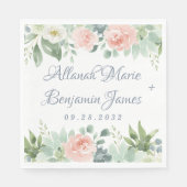 Dusty Blue Blush Succulent Bloementuin Bruiloft Servet (Voorkant)