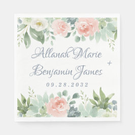 Dusty Blue Blush Succulent Bloementuin Bruiloft Servet